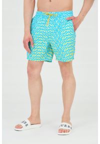 Guess - GUESS Męskie szorty kąpielowe niebiesko-żółte, Rozmiar XXL. Kolor: wielokolorowy. Materiał: poliester #7