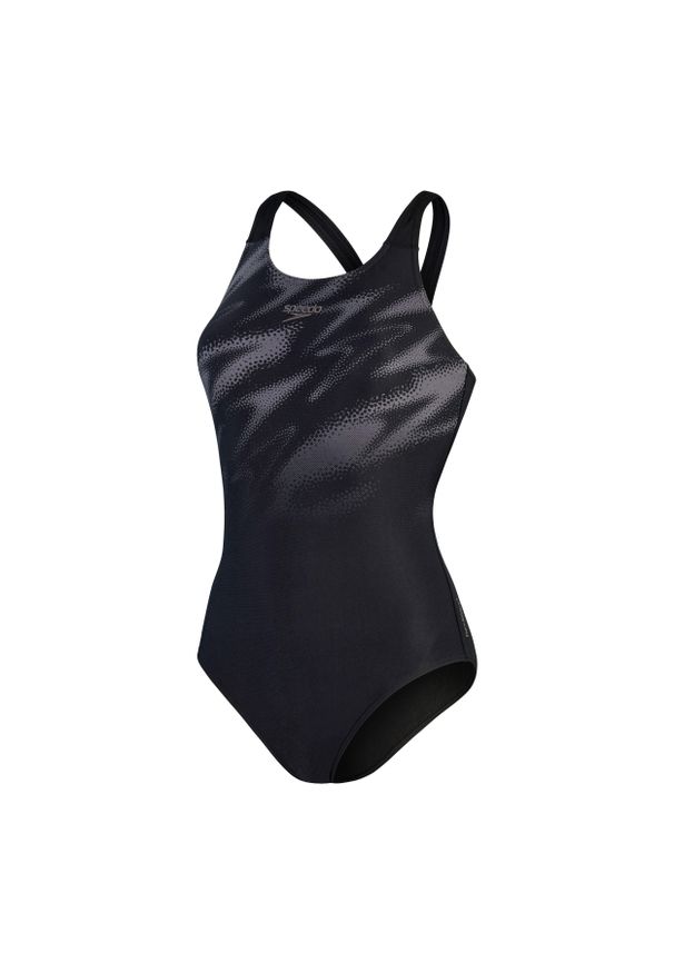 Strój kąpielowy damski Speedo Hyperboom Placement MuscleBack. Kolor: szary, wielokolorowy, czarny. Materiał: poliester
