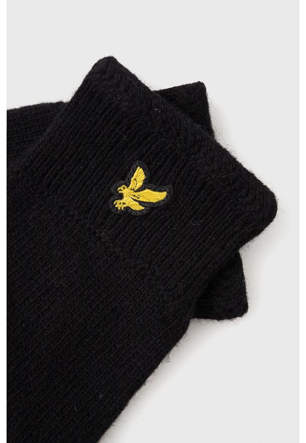 Lyle & Scott - Rękawiczki. Kolor: czarny. Materiał: dzianina. Wzór: gładki