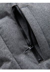 Ombre Clothing - Casualowa kurtka męska puffer z wełną – szary melanż V1 - Rozmiar: L. Okazja: na co dzień. Typ kołnierza: kołnierzyk stójkowy. Kolor: szary. Materiał: wełna. Długość: długie. Wzór: melanż. Styl: casual #3