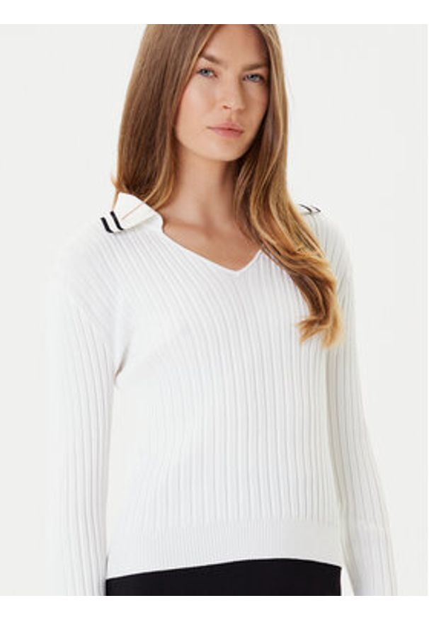 Pinko - PINKO Sweter Linosa 105418 A2PS Biały Regular Fit. Kolor: biały. Materiał: wiskoza
