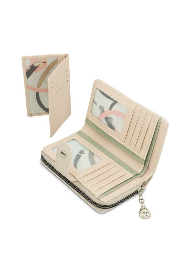 Beżowy Damski Portfel Anekke Edycja Limitowana. Kolor: beżowy. Materiał: materiał. Wzór: ażurowy