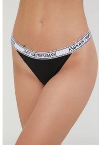 Emporio Armani Underwear stringi (2-pack) kolor czarny. Kolor: czarny. Materiał: materiał, dzianina. Wzór: melanż