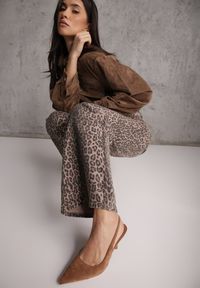 Renee - Panterkowe Jeansy Wide Leg High Waist z Bawełny Saliritia. Okazja: na co dzień. Stan: podwyższony. Wzór: motyw zwierzęcy. Styl: casual, klasyczny #5