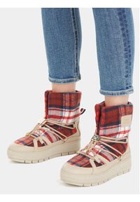 TOMMY HILFIGER - Tommy Hilfiger Śniegowce Tartan Snowboot FW0FW07612 Beżowy. Kolor: beżowy. Materiał: materiał #3