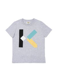Kenzo kids - KENZO KIDS - T-shirt dziecięcy. Okazja: na co dzień. Kolor: szary. Materiał: bawełna, dzianina. Wzór: nadruk. Styl: casual #1