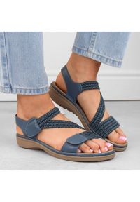 Sandały damskie na rzepy z gumkami niebieskie Sabatina Y8066-1. Zapięcie: rzepy. Kolor: niebieski. Sezon: lato #3