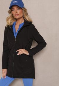 Renee - Czarna Przejściowa Kurtka o Fasonie Parki ze Ściągaczem w Talii Zolidi. Okazja: na co dzień. Kolor: czarny. Materiał: jeans. Styl: elegancki, casual #5