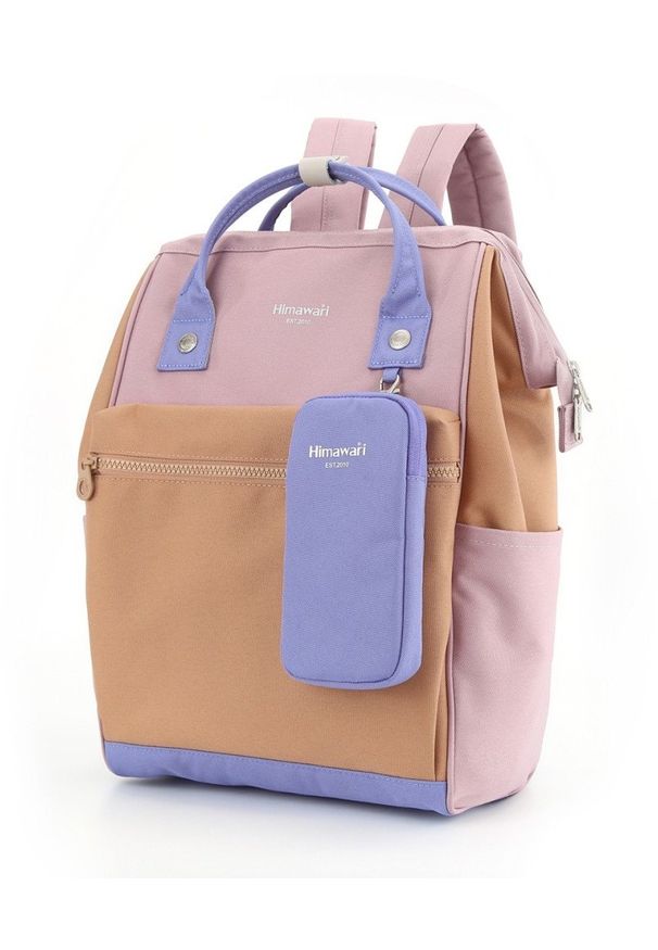 Plecak na laptopa Himawari BAG 1027 do 15.6", pastelowo-różowy, kolorowy. Kolor: różowy. Wzór: kolorowy