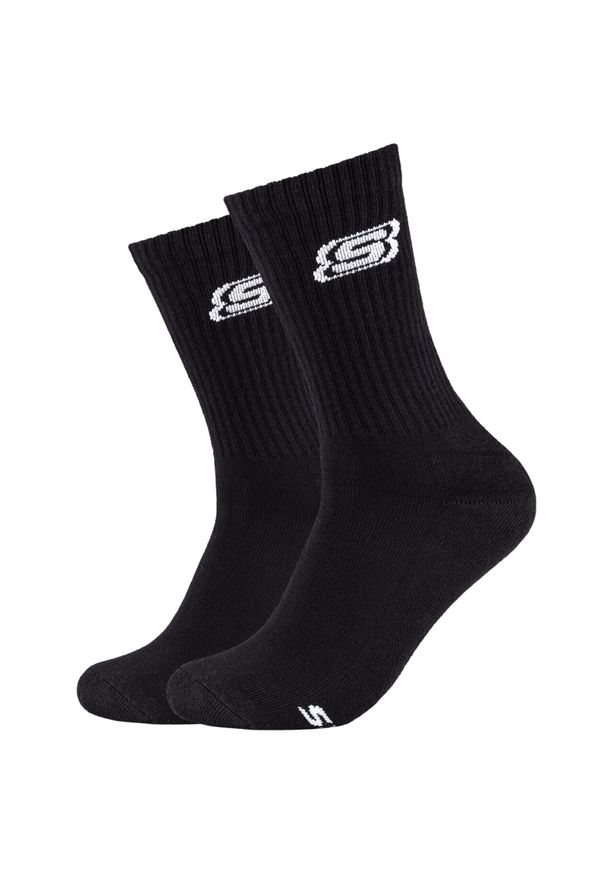 skechers - Skarpetki sportowe dla dorosłych 2pk Tennis Cushioned Socks. Kolor: czarny. Materiał: elastan, poliester, bawełna