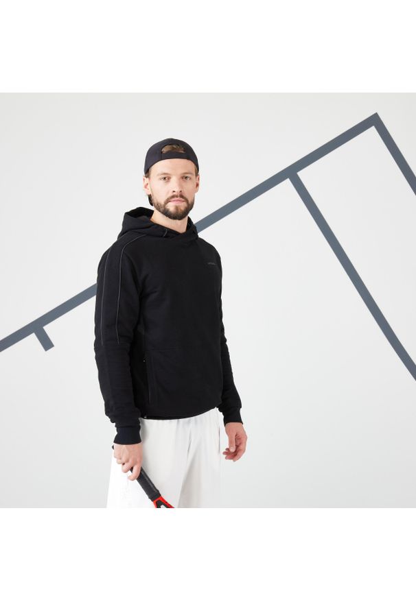 ARTENGO - Bluza z kapturem do tenisa męska Artengo TSW Soft. Typ kołnierza: kaptur. Kolor: czarny. Materiał: elastan, poliester, bawełna. Sport: tenis