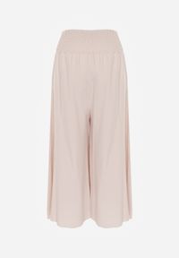 Renee - Jasnobeżowe Szerokie Spodnie High Waist o Długości 7/8 Rathi. Stan: podwyższony. Kolor: beżowy. Materiał: wiskoza, tkanina #8