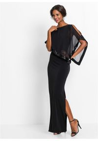 bonprix - Sukienka z dżerseju z cekinami. Kolor: czarny. Materiał: jersey. Styl: wizytowy #1