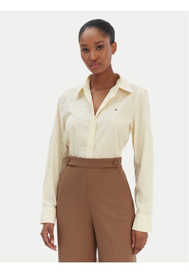 TOMMY HILFIGER - Tommy Hilfiger Koszula Ess WW0WW47169 Żółty Regular Fit. Kolor: żółty. Materiał: bawełna