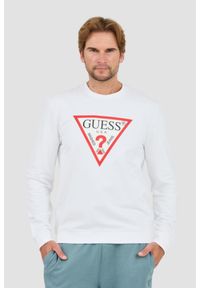 Guess - GUESS Biała męska bluza Audley Cn Fleece, Rozmiar XL. Kolor: biały