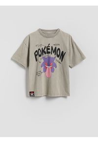 Reserved - T-shirt Pokémon - jasnoszary. Kolor: szary. Materiał: dzianina, bawełna