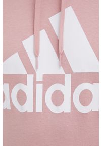 Adidas - adidas Bluza męska kolor różowy z kapturem z nadrukiem. Okazja: na co dzień. Typ kołnierza: kaptur. Kolor: różowy. Materiał: dzianina. Wzór: nadruk. Styl: casual