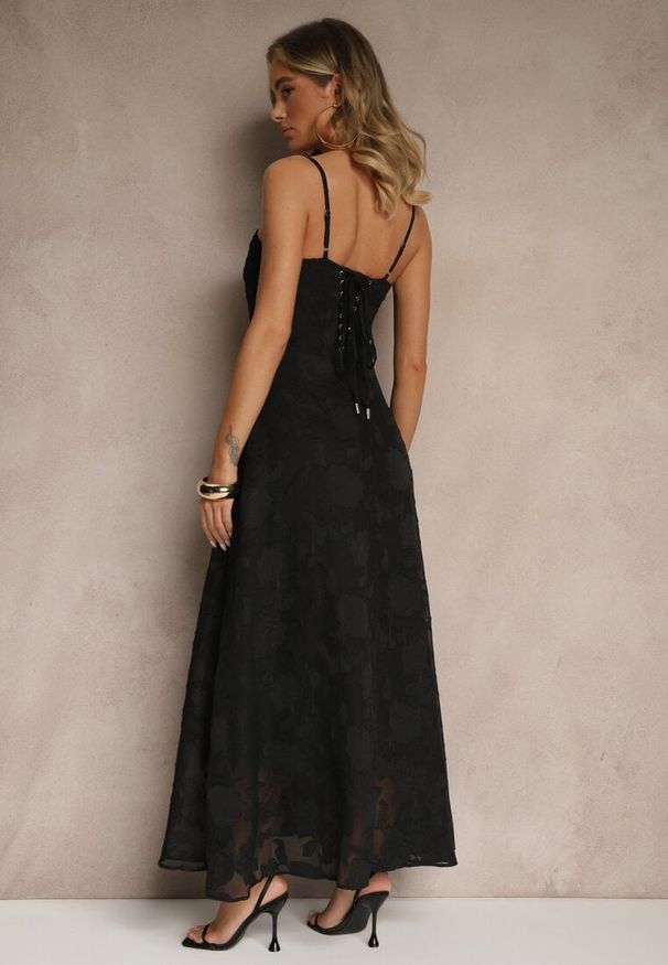 Renee - Czarna Sukienka Vices o Rozkloszowanym Kroju z Gorsetowym Wiązaniem Fenalisa. Okazja: na wesele, na imprezę, na co dzień, na ślub cywilny. Typ kołnierza: dekolt gorset. Kolor: czarny. Długość rękawa: na ramiączkach. Typ sukienki: gorsetowe. Styl: casual