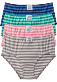 bonprix - Figi maxi (4 pary). Kolor: niebieski. Wzór: nadruk, paski #1