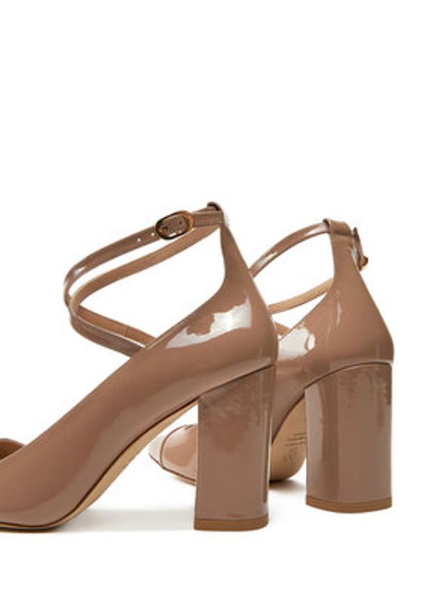 Stuart Weitzman Czółenka Eden Strap 85 SK086 Beżowy. Kolor: beżowy. Materiał: lakier, skóra