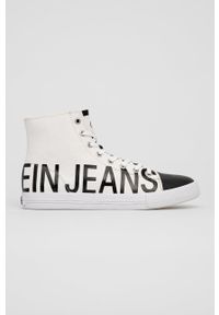 Calvin Klein Jeans Trampki męskie kolor biały. Nosek buta: okrągły. Zapięcie: sznurówki. Kolor: biały. Materiał: guma #1