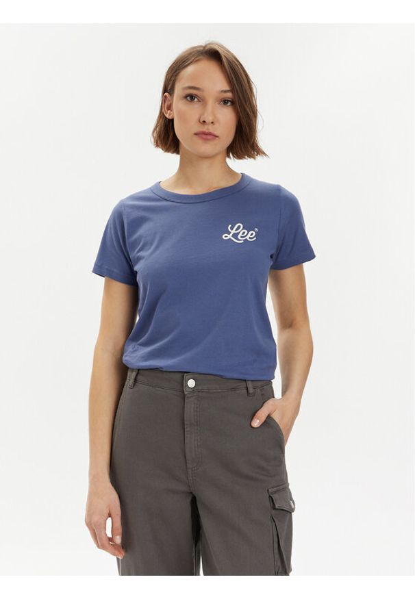 Lee T-Shirt 112350225 Niebieski Slim Fit. Kolor: niebieski. Materiał: bawełna
