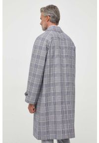 TOMMY HILFIGER - Tommy Hilfiger płaszcz z domieszką wełny kolor granatowy przejściowy. Okazja: na co dzień. Kolor: niebieski. Materiał: wełna. Długość rękawa: raglanowy rękaw. Styl: casual #4