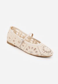 Renee - Beżowe Boho Balerinki VICES w Stylu Mary Jane z Ażurową Cholewką Lainia. Okazja: na co dzień. Zapięcie: pasek. Kolor: beżowy. Szerokość cholewki: normalna. Wzór: ażurowy. Sezon: wiosna, lato. Styl: boho #8
