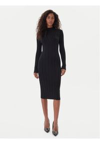 Fracomina Sukienka dzianinowa FJ25WD5006K463Q7 Czarny Slim Fit. Kolor: czarny. Materiał: wiskoza