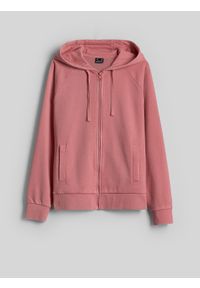 4f - 4F Bluza dresowa relaxed z kapturem damska - łososiowa XL. Okazja: na co dzień. Typ kołnierza: kaptur. Kolor: pomarańczowy. Materiał: dresówka. Styl: casual #1