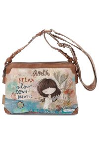 Brązowa Elegancka Torebka Damska Anekke. Kolor: beżowy. Wzór: aplikacja. Materiał: skórzane. Styl: elegancki #1