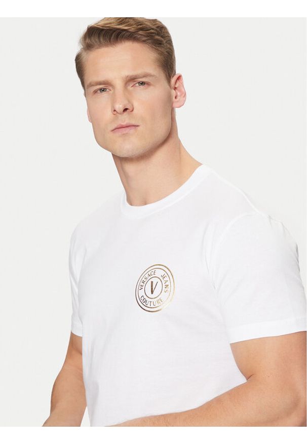 Versace Jeans Couture T-Shirt 78GAHT00 Biały Regular Fit. Kolor: biały. Materiał: bawełna