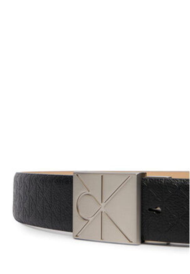 Calvin Klein Pasek Emblem Plaque W/ Aop 35Mm Adj LV04D7082G Czarny. Kolor: czarny. Materiał: skóra