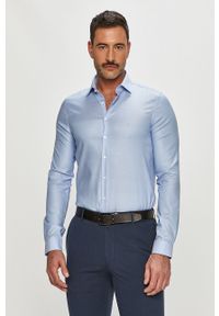 Calvin Klein - Koszula bawełniana. Okazja: na co dzień. Typ kołnierza: kołnierzyk klasyczny. Kolor: niebieski. Materiał: bawełna. Długość rękawa: długi rękaw. Długość: długie. Styl: elegancki, casual, klasyczny #5