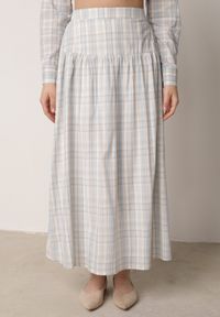 Born2be - Niebieski Komplet z Bawełny Kopertowa Wiązana Bluzka i Rozkloszowana Spódnica Alais. Kolor: niebieski. Materiał: bawełna #2