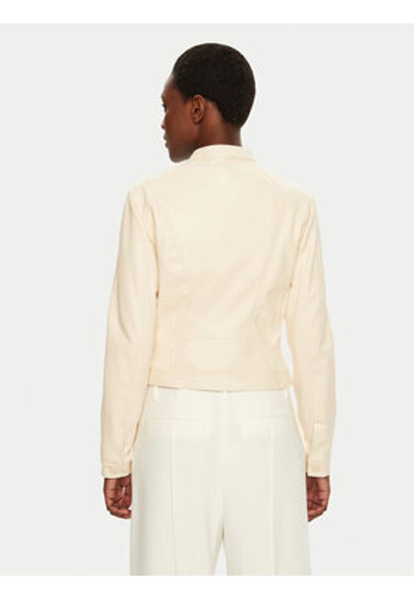 Guess Kurtka skórzana W4YL04 WE480 Écru Regular Fit. Materiał: skóra