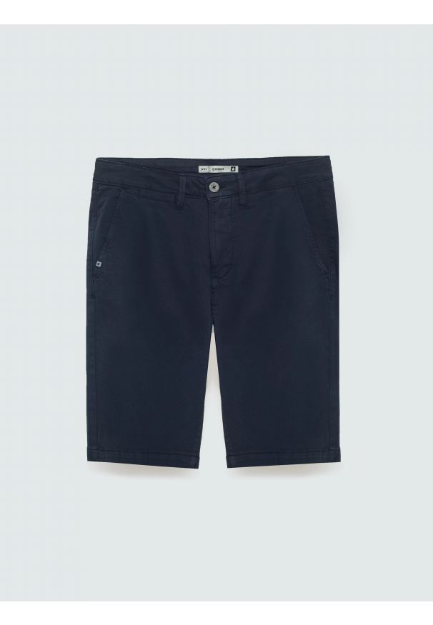 Big-Star - Szorty męskie chinosy granatowe Rosson 403. Okazja: na co dzień. Kolor: niebieski. Materiał: bawełna, elastan, tkanina. Sezon: lato. Styl: casual, klasyczny, elegancki