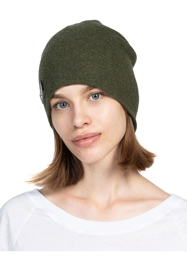 ROBERT KUPISZ - Zielona czapka FOREVER BEANIE. Kolor: zielony. Materiał: wełna. Wzór: aplikacja
