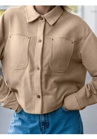 Sinsay - Kurtka z imitacji zamszu - kremowy. Kolor: kremowy. Materiał: zamsz #1