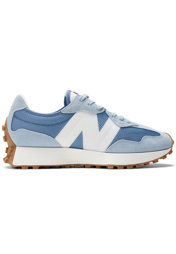 Buty męskie New Balance MS327MQ – niebieskie. Okazja: na co dzień. Kolor: niebieski. Materiał: materiał, zamsz, skóra, guma. Szerokość cholewki: normalna