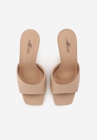 Born2be - Ciemnobeżowe Klapki na Szpilce z Kwadratowym Noskiem Mellota. Okazja: na co dzień, na ślub cywilny, na wesele. Kolor: beżowy. Obcas: na szpilce. Styl: casual, elegancki #3