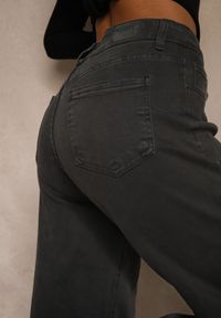 Renee - Ciemnoszare Jeansy High Waist z Szerokimi Nogawkami Vetimira. Okazja: na co dzień. Stan: podwyższony. Kolor: szary. Styl: casual #5