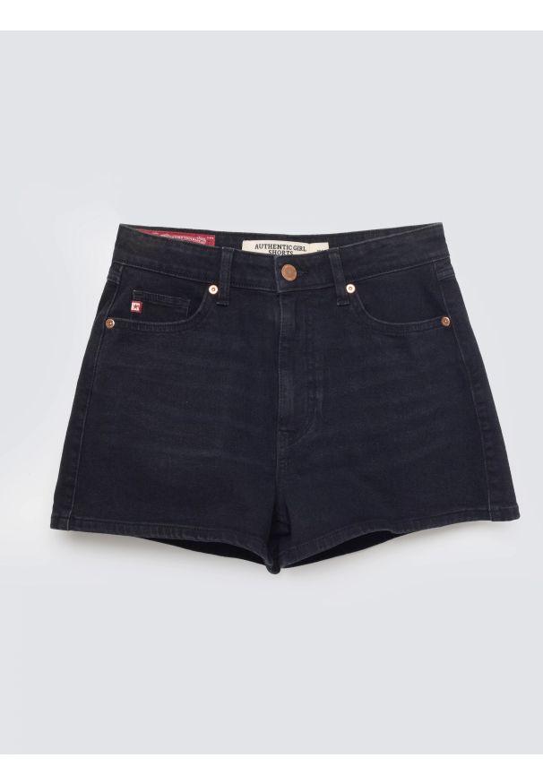 Big-Star - Szorty damskie jeansowe czarne Authentic Girl 989. Okazja: na co dzień. Stan: podwyższony. Kolor: czarny. Materiał: jeans. Styl: casual, klasyczny