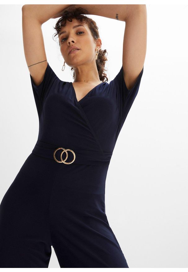 bonprix - Kombinezon z dżerseju. Kolor: niebieski. Materiał: jersey