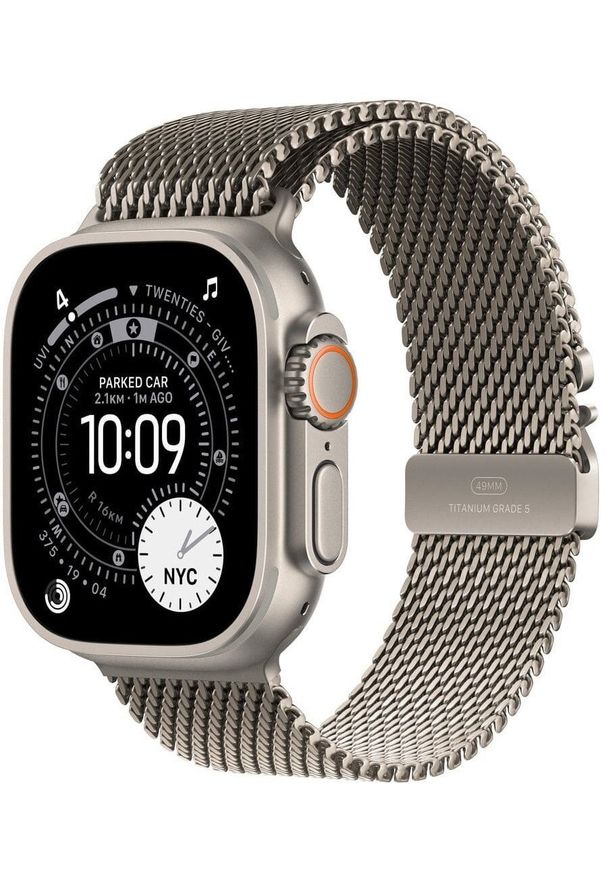 APPLE - Smartwatch Apple Watch Ultra 3 GPS + Cellular 49mm Natural Titanium / Titanium Milanese Loop S Szary (MEWW4QP/A). Rodzaj zegarka: smartwatch. Kolor: szary