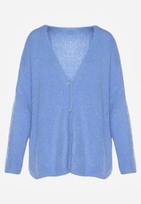 Renee - Niebieski Kardigan z Wełną i Moherem o Klasycznym Kroju z Dekoltem w Serek Avelmio. Okazja: na co dzień, na randkę, na spacer. Typ kołnierza: dekolt w serek. Kolor: niebieski. Materiał: wełna, moher. Długość rękawa: długi rękaw. Długość: długie. Styl: klasyczny #2