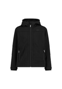 Kurtka dziecięca turystyczna CMP 3A00094. Okazja: na co dzień. Typ kołnierza: kaptur. Kolor: czarny. Materiał: softshell. Styl: sportowy, casual. Sport: turystyka piesza
