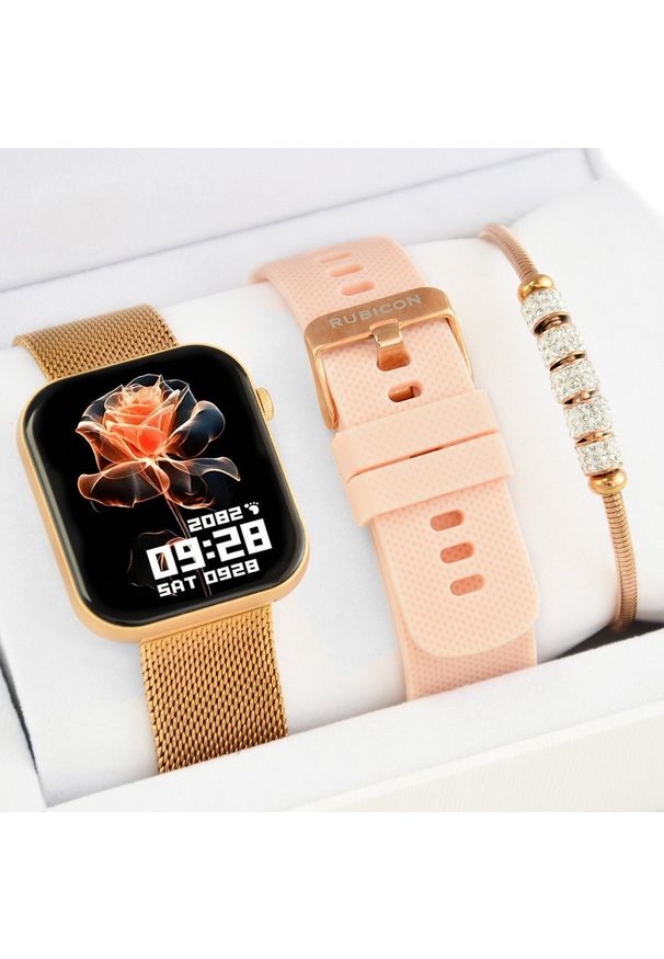 Rubicon - Zestaw damski SMARTWATCH RUBICON F49 rg 2 paski + bransoletka. Rodzaj zegarka: smartwatch