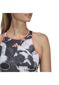 Adidas - Damski tank top adidas Club Graph. Kolor: czarny, biały, wielokolorowy. Długość rękawa: bez rękawów