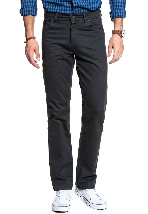 Wrangler - WRANGLER SPODNIE MĘSKIE TEXAS STRETCH NAVY GREY W12132134. Stan: podwyższony